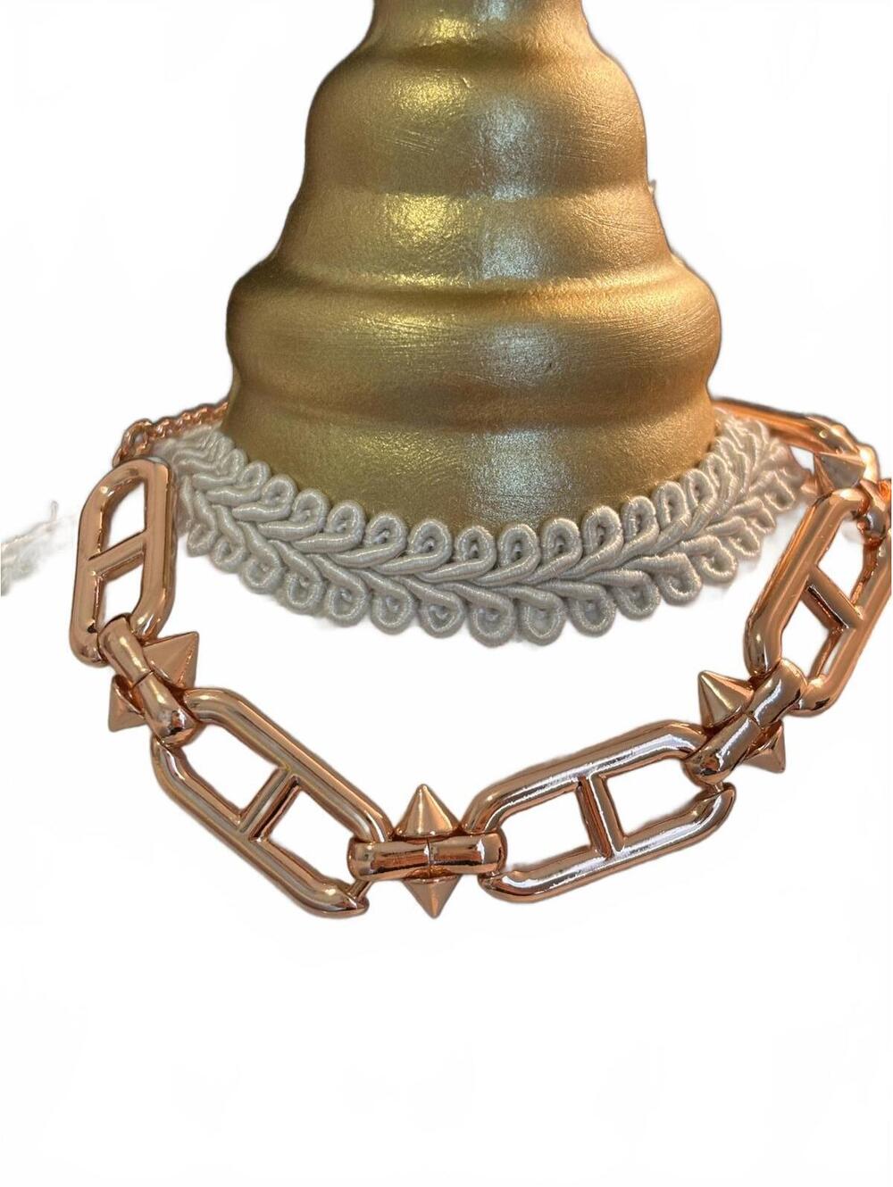 BP Rose Gold Tone Chain Link Bracelet with Spiked Accents